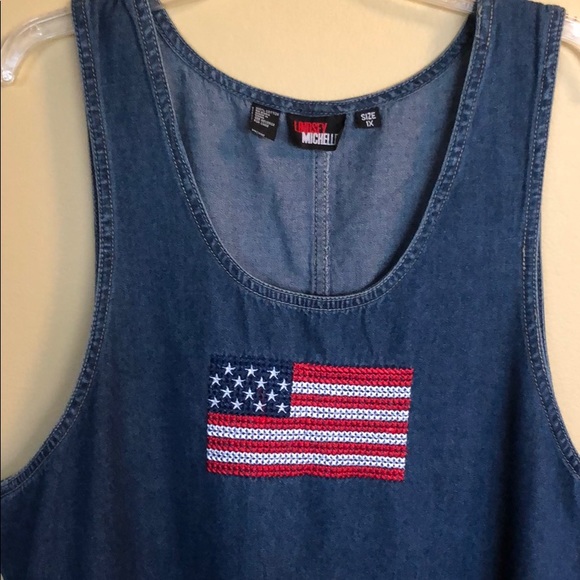 Lindsey Michelle American Flag  Denim Dress Sz. 1X - Picture 2 of 4